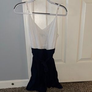 Shinestar White and Navy Blue Romper